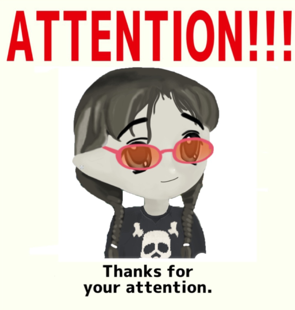 Anime character with attention message